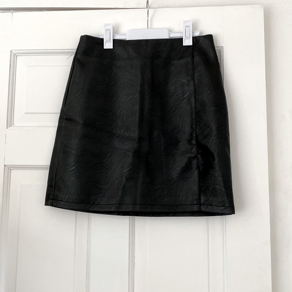 Black faux leather skirt